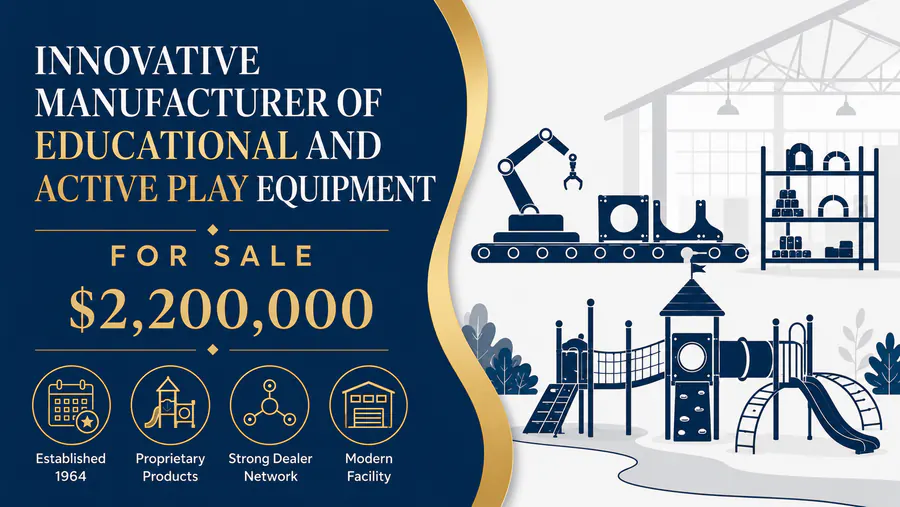 Modern manufacturing business for sale specializing in educational and active play equipment with advanced production technology.