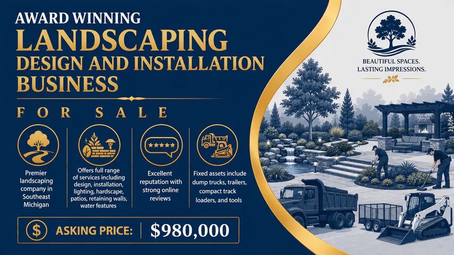 Award-winning landscaping design and installation business featuring outdoor spaces with stone patios and garden structures for sale in Michigan